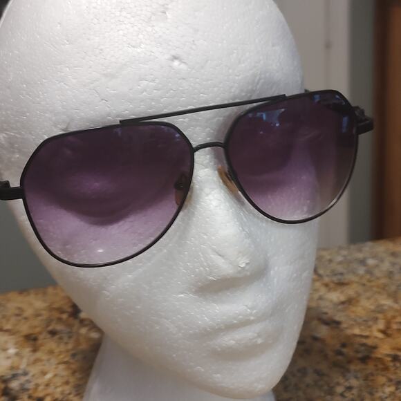 Ferragamo 511 Black Metal Aviator Sunglasses Purple Solid Color Lens - Picture 4 of 11